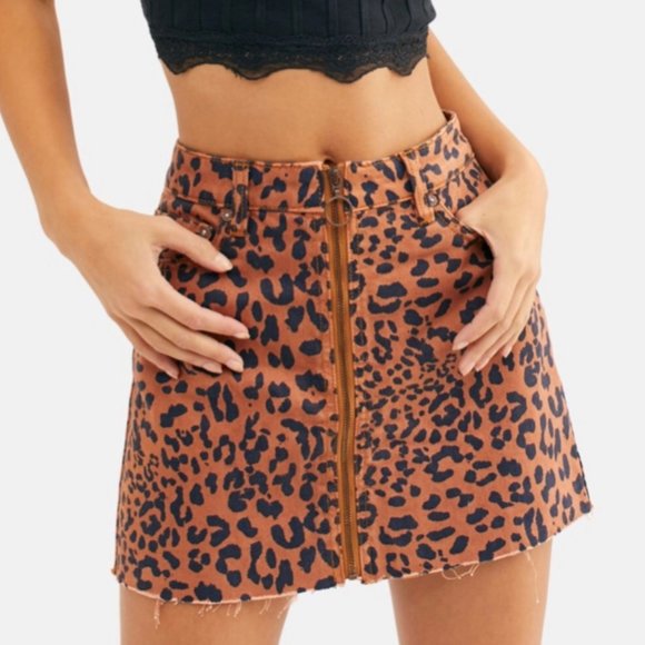 Free People Animal Print Skirt - Picture 1 of 8